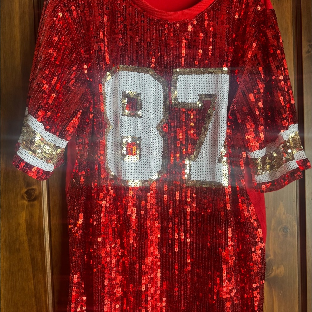 Kelce #87 Sequin Jersey Size Large. New